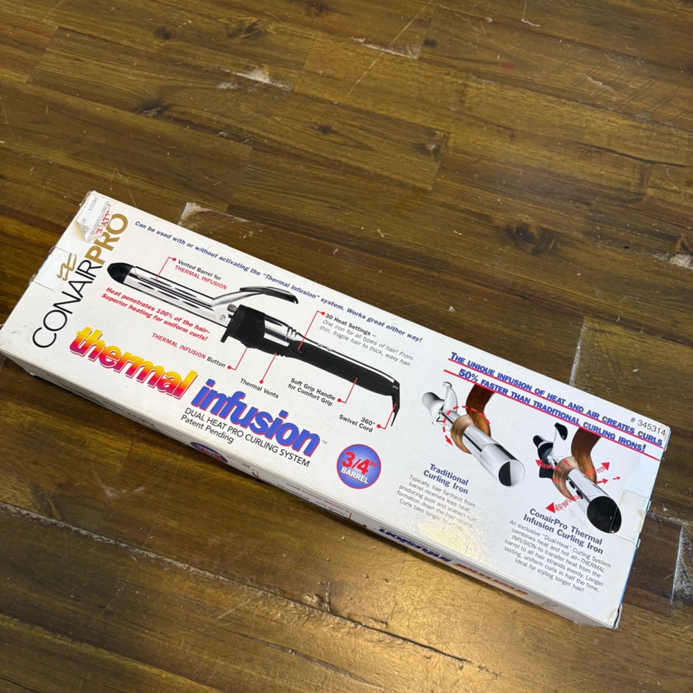 Vintage Conair Pro Thermal Infusion 120 Watt 3/4” Barrel Curling Iron New - Picture 4 of 9
